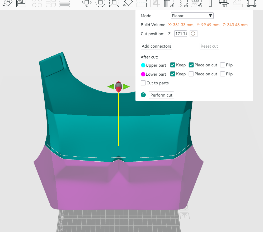 Cutting the chest piece